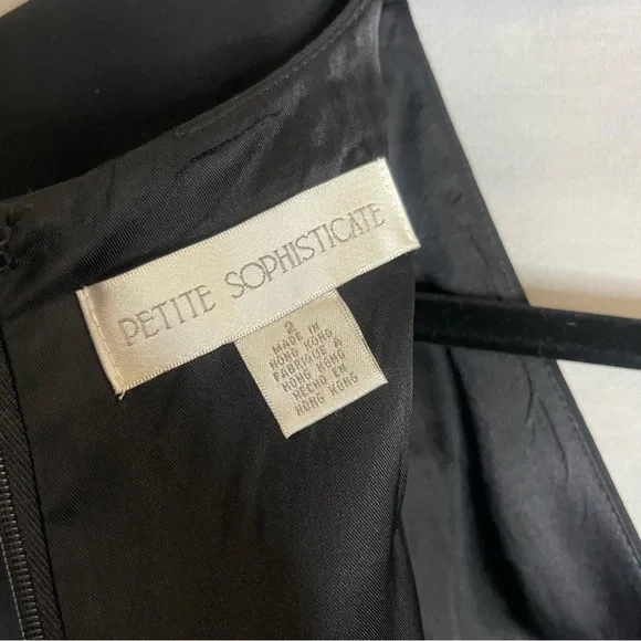 PETITE SOPHISTICATE BLACK SZ 2 Rhinstone Formal Cocktail Mother Of Bride Dress - Picture 8 of 10